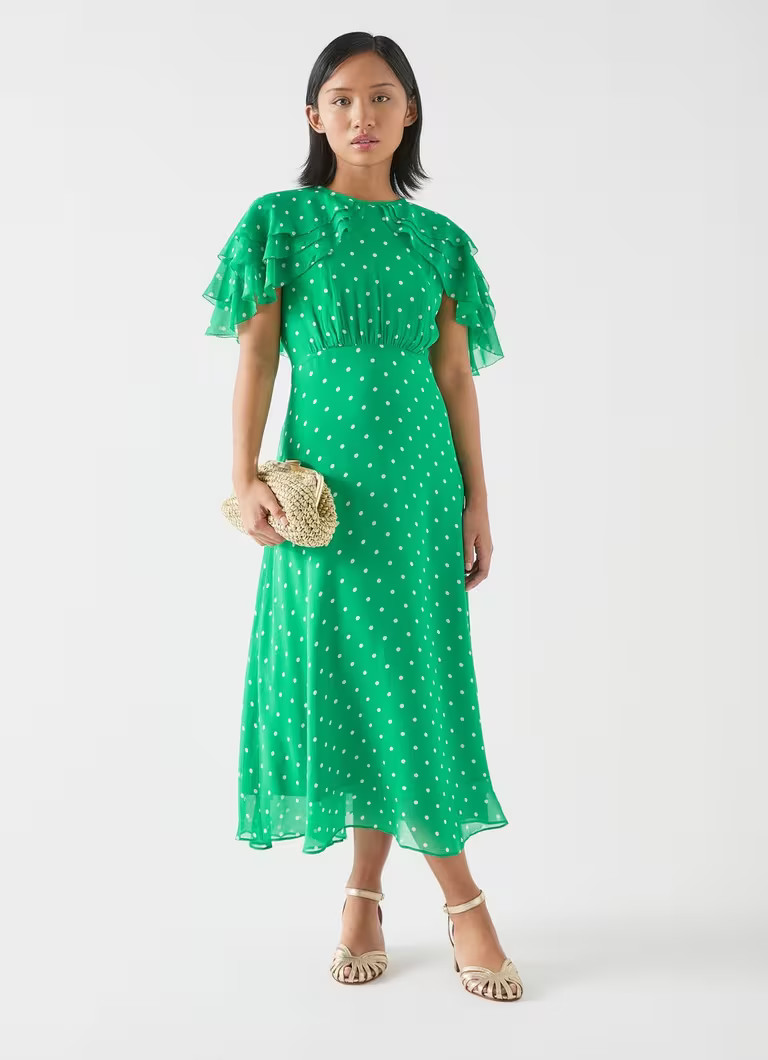 Ellen Petite Green & Polka Dot Print Dress | L.K. Bennett (UK)