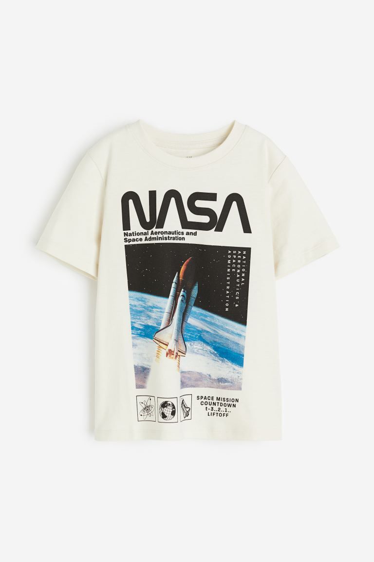 Printed T-shirt - Natural white/NASA - Kids | H&M GB | H&M (UK, MY, IN, SG, PH, TW, HK)