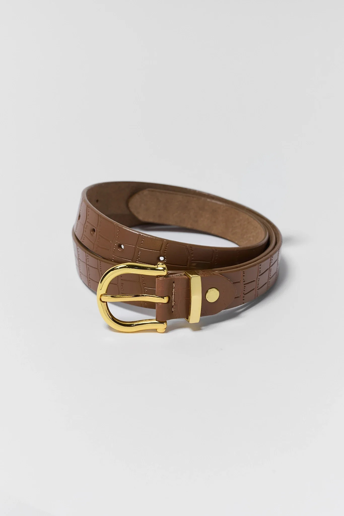 Tan Faux Alligator Skin Leather Belt | Avara