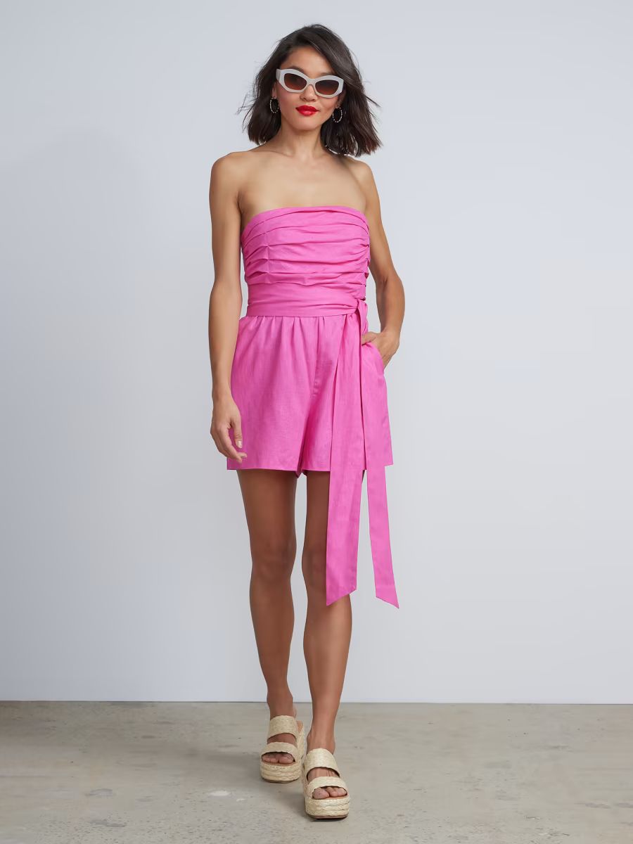 Strapless Ruched Bodice Romper | New York & Company