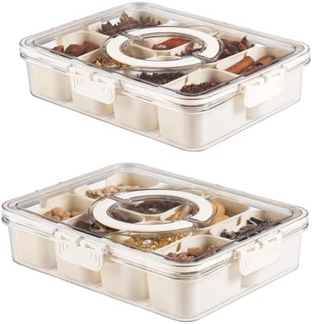 Bandesun Divided Serving Tray with Lid and Handle - Snackle Box Charcuterie Container for Portabl... | Amazon (US)