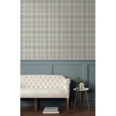 Latitude Run® Neutral Tailor Plaid Peel And Stick Wallpaper | Wayfair North America