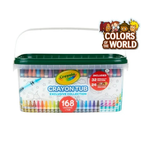Crayola Crayon & Storage Tub, Bulk 168 Ct, With Specialty Crayons, Art Classroom Must Haves, Back to School Supplies, Coloring Gifts for Teachers and Kids, Ages 3+ | Walmart (US)