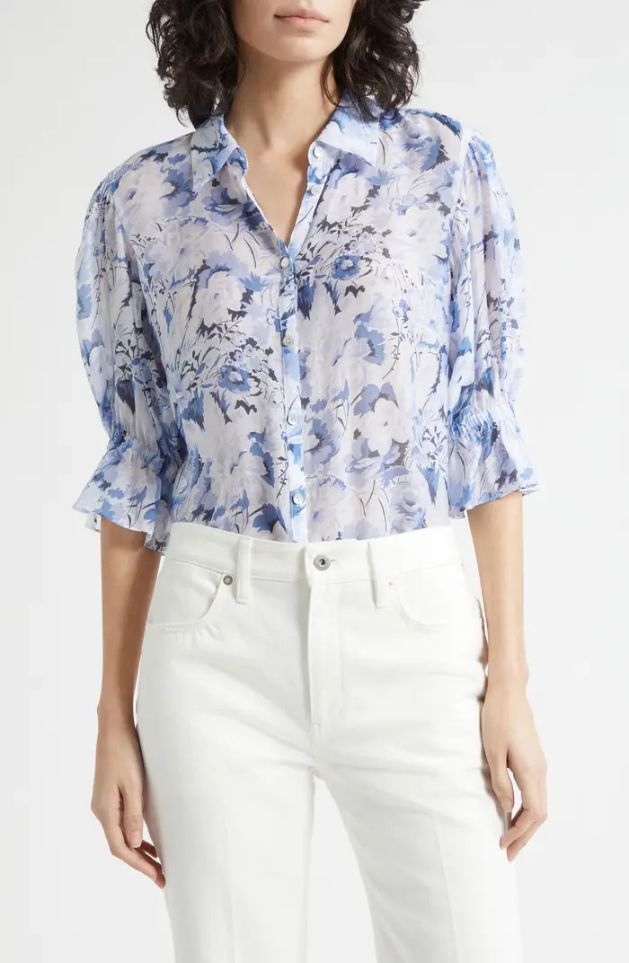Cinq \u00e0 Sept Fiona Floral Button-Up Top | Nordstrom | Nordstrom