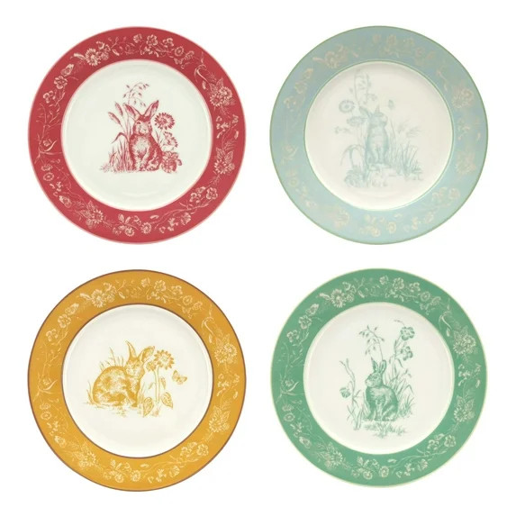 Way to Celebrate 4 Pack Multi Color Ceramic Appetizer Plates | Walmart (US)