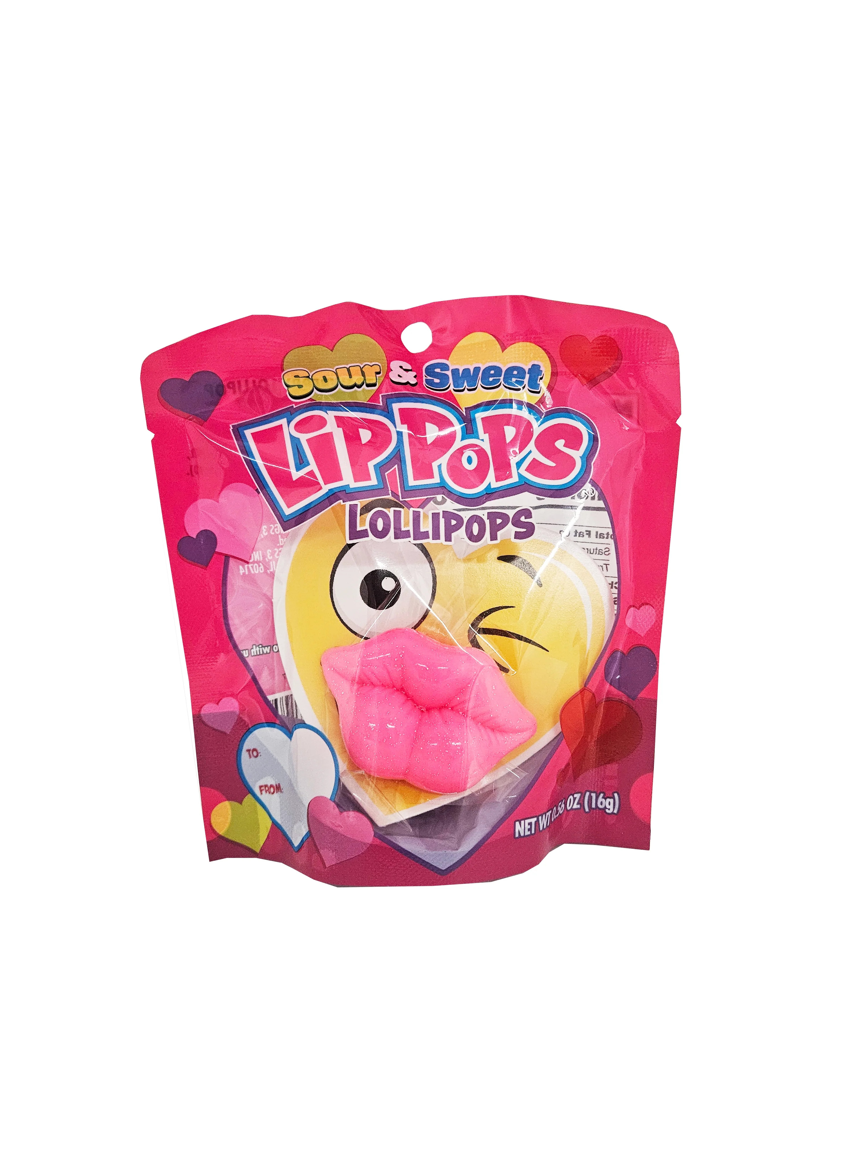 Flix Candy Valentine's Day - Glittery Kissy Lip Pop Lollipops, 1 Count, Fruit Flavor .56oz | Walmart (US)
