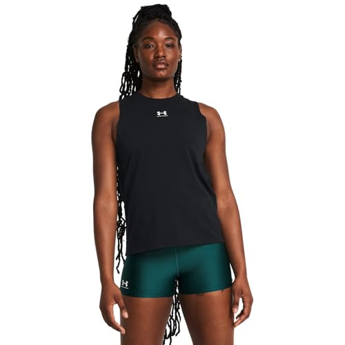Under Armour Womens Rival Muscle Tank, (001) Black / / White, X-Large | Amazon (US)