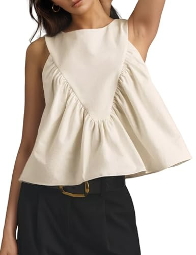 Wyeysyt Peplum Tops for Women Shirred Swing Tank Tops Pleated Flowy Vest Casual Sleeveless Blouse... | Amazon (US)