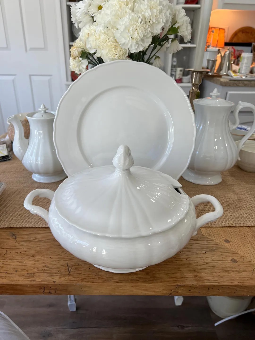 White Vintage Italian Ironstone Soup Tureen with Under Plate. | Etsy (US)