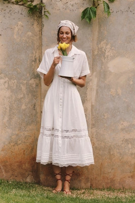 Exquise Tobie Short-Sleeve Collared Midi Dress | Anthropologie (US)