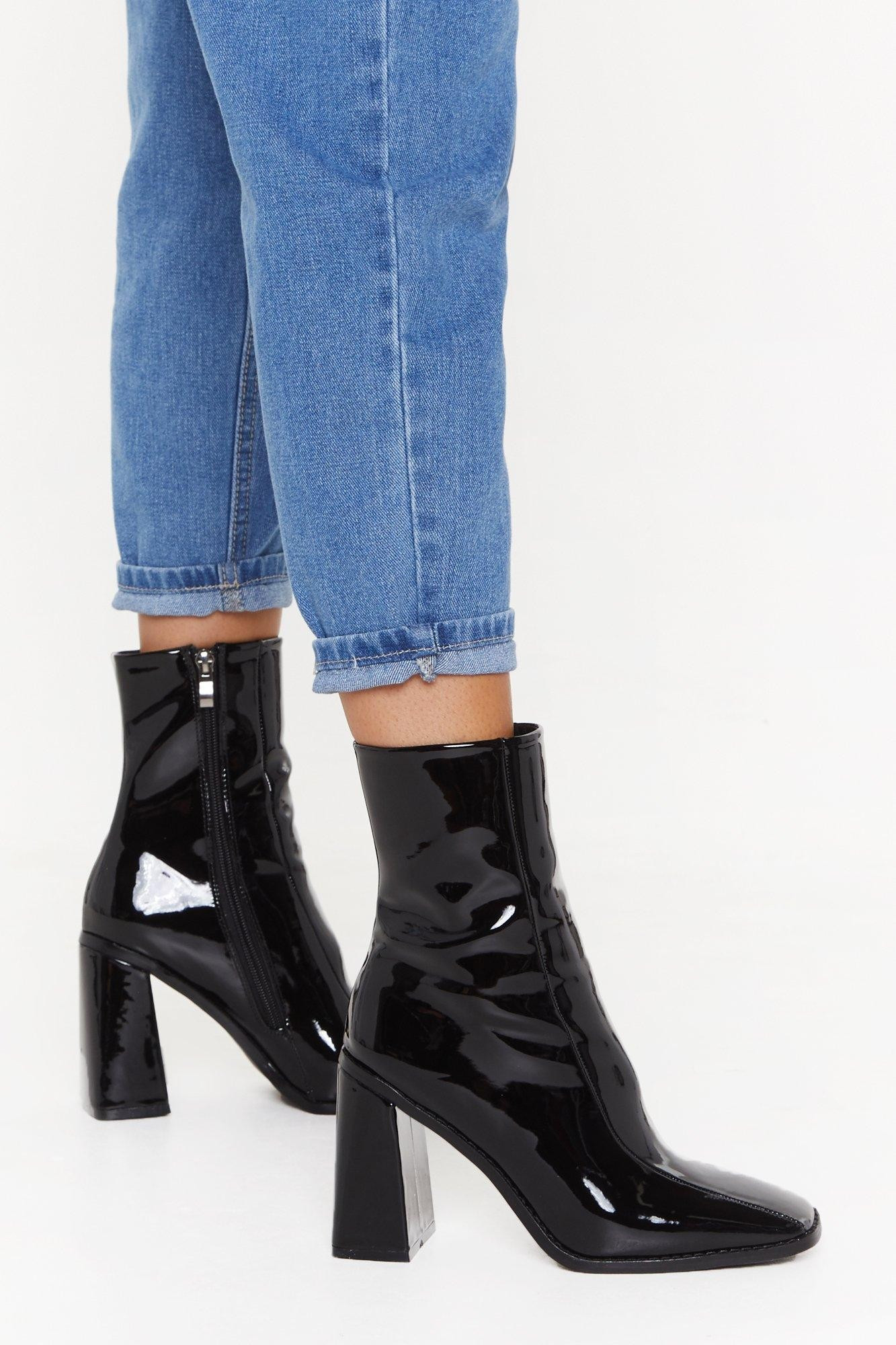 Flare for Dramatics Patent Square Toe Boots | NastyGal (US & CA)