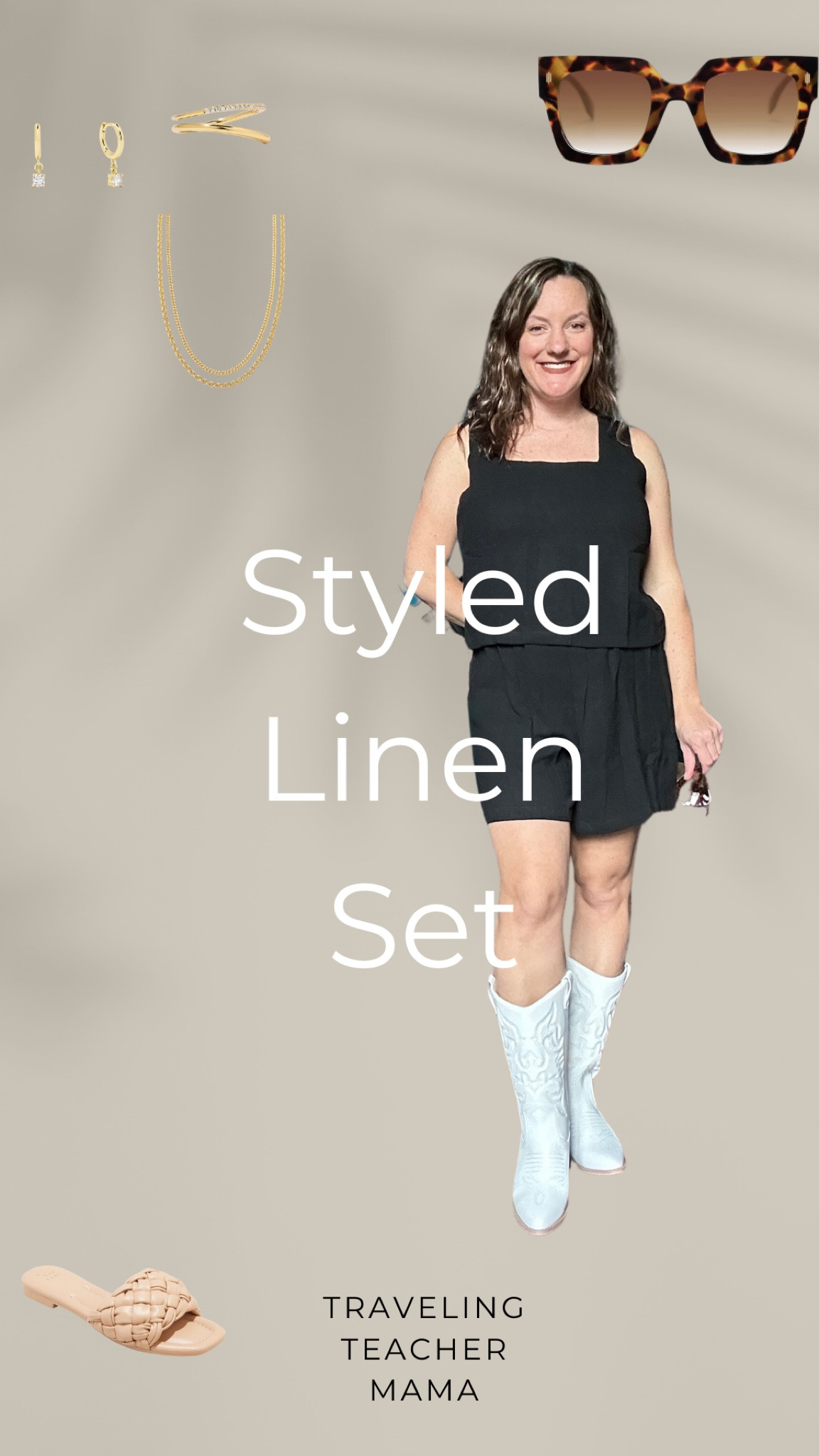 Two piece black linen set from Amazon 

Get an elevated version with buttons up the back from J Crew for a bit more $$ 

Style with simple jewelry, sunglasses, and nude sandals for the perfect classic summer style 

#LTKSeasonal #LTKstyletip