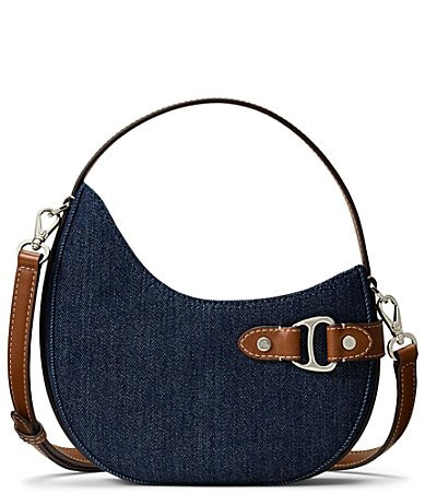 Lauren Ralph Lauren Tasha Small Denim Shoulder Bag - Denim/Tan | Dillard's
