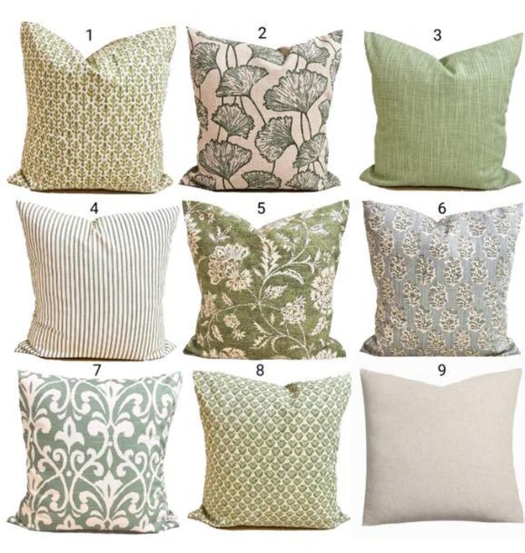 Green Pillow COVERS. Green Throw Pillow Covers, Block Print Pillow Covers for 16x16, 20x20, 18x18... | Etsy (US)