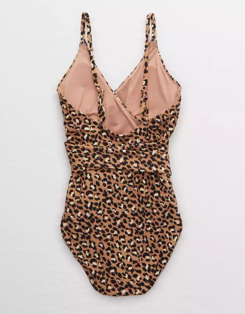 Aerie Leopard Wrap One Piece Swimsuit | American Eagle Outfitters (US & CA)