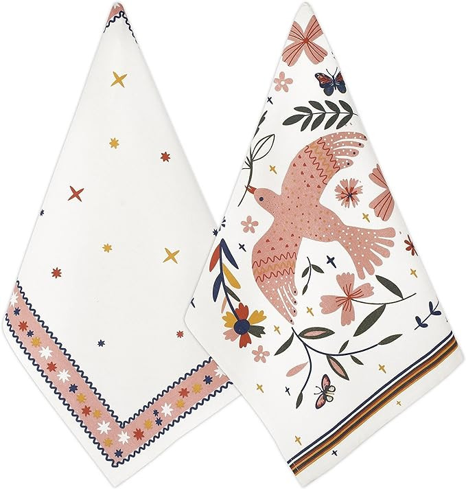 Folkulture Valentine Kitchen Towels with Hanging Loop, Set of 2, 100% Cotton Dish Towels for Dryi... | Amazon (US)