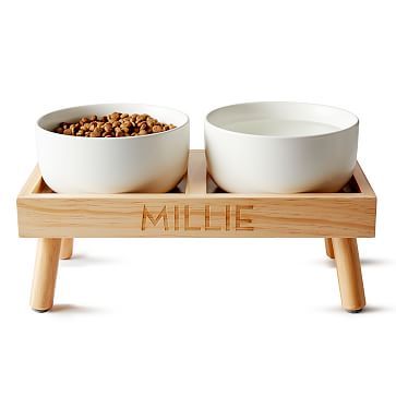 Ceramic Dog Bowls with Wooden Stand | Mark and Graham | Mark and Graham