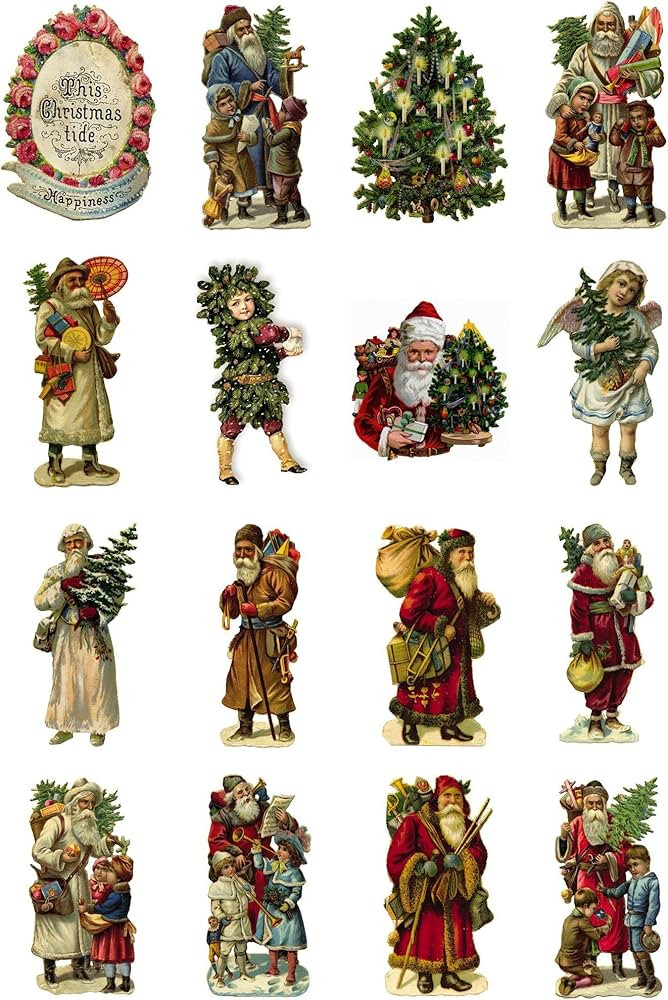 Decoupage Paper Pack (10sheets A4 / 8"x12") Vintage Christmas Tree Santa FLONZ Vintage Ephemera A... | Amazon (US)
