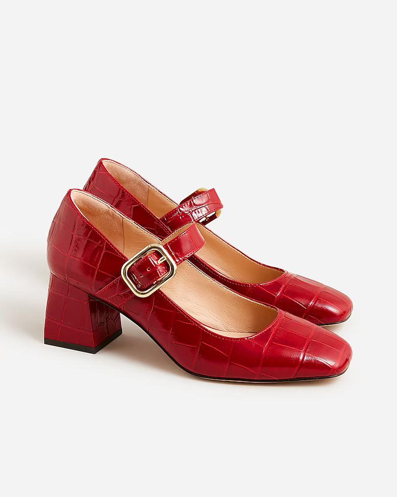 Layne Mary Jane heels in croc-embossed Italian leather | J. Crew US