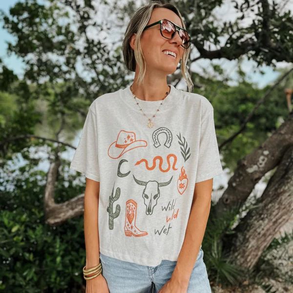 Western Doodles Relaxed Boxy Tee | Mountain Moverz