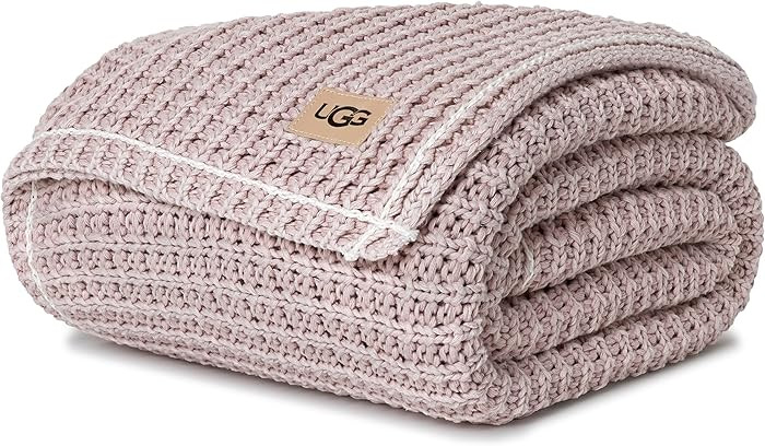 UGG Luna Knit Blanket Throw Cotton Chunky Soft Throw for Couch or Bed Cozy Warm Waffle Giftable L... | Amazon (US)