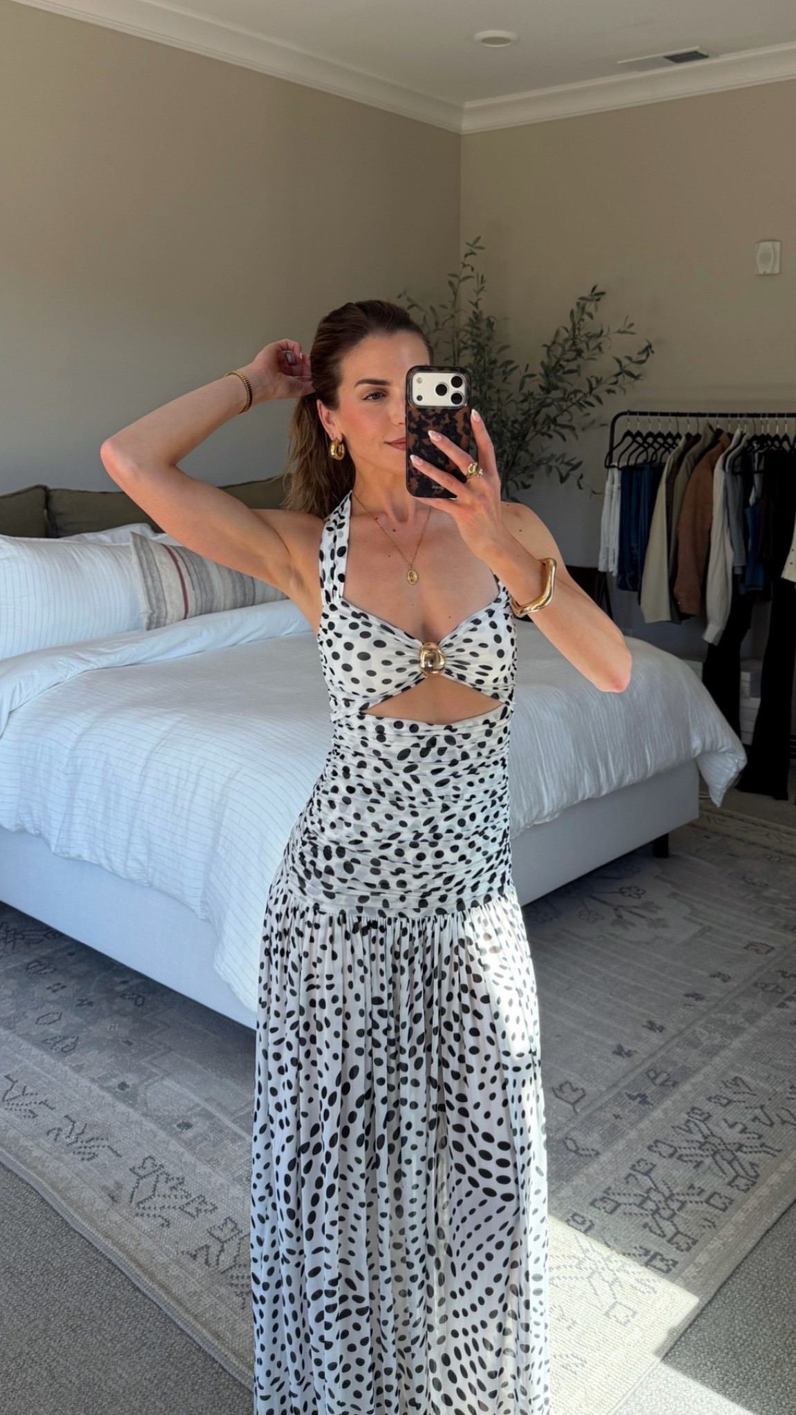 This swirl dot dress is perfect for vacation or a summer night out! It has a built-in bodysuit and semi sheer skirt which I love because it still feels sexy, but covered! Wearing size small.

#LTKootd #LTKTravel #LTKSeasonal