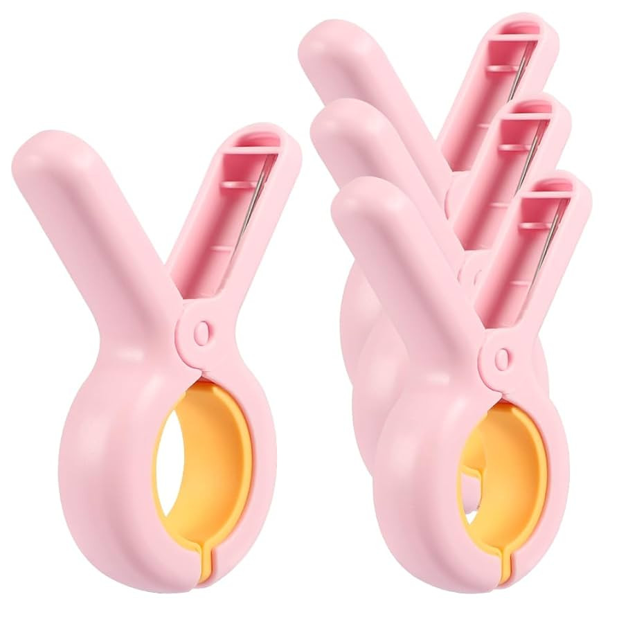 Beach Chairs Clips, Pink 4 PCS Beach Towel Clips for Cruise/Pool Chairs, Cloth Pins Quilt Drying ... | Amazon (US)