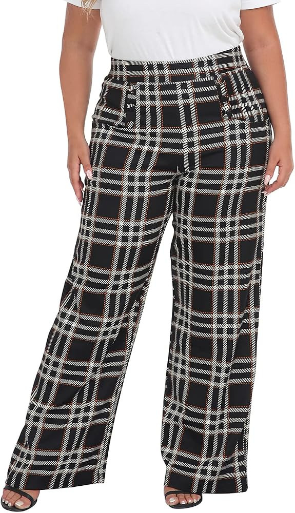 HDE Womens High Waisted Dress Pants Long Wide Leg Palazzo Trouser Tall S-Plus | Amazon (US)