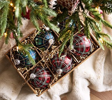 Plaid Ornament Box - Set of 6 | Pottery Barn (US)