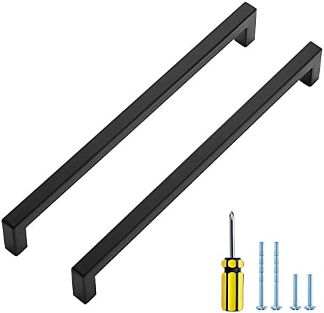 Ravinte 30 Pack Squre Cabinet Pulls 10 Inch Black Kitchen Cabinet Handles Matte Black Kitchen Hardwa | Amazon (US)