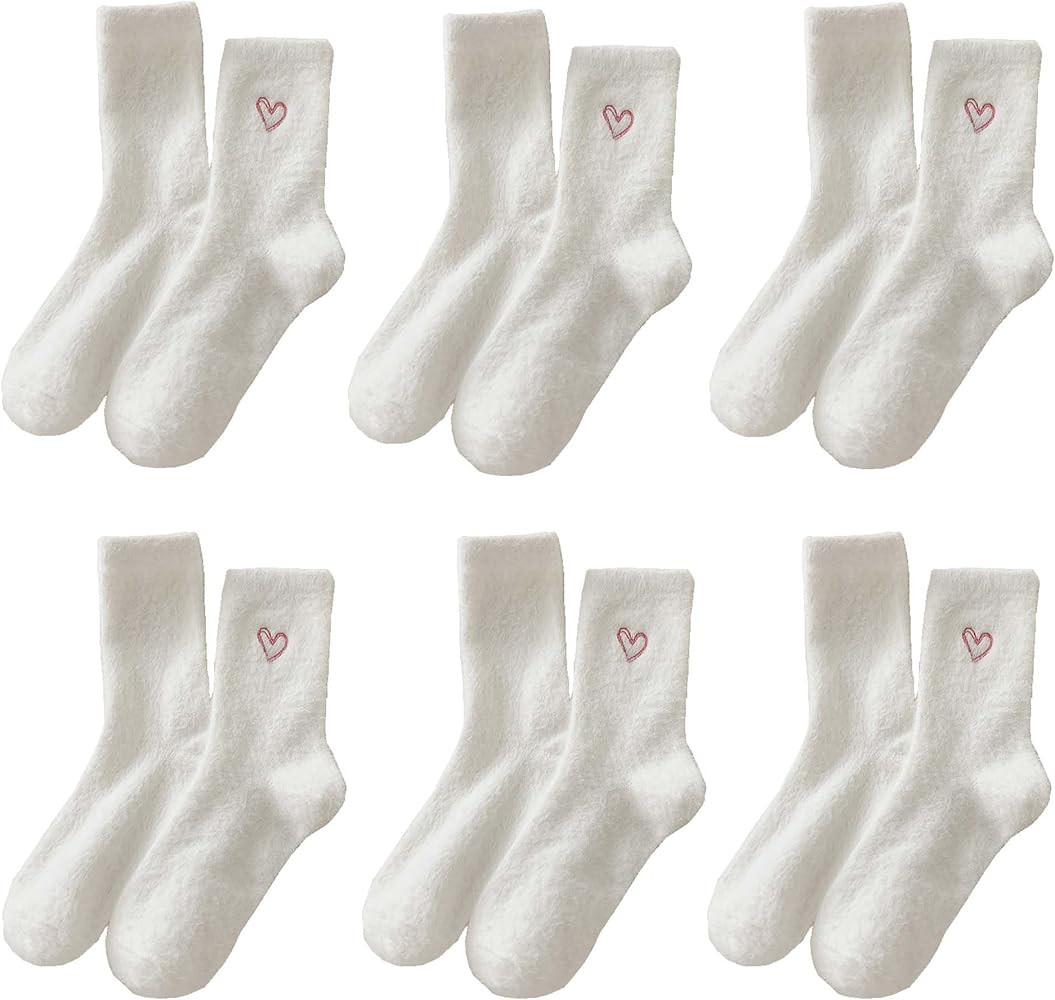 Fuzzy Socks For Women Fluffy Slipper Socks Soft Cozy Warm Fabric Plush Home Sleep | Amazon (US)