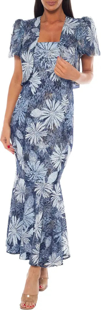 Oleg Cassini Metallic Floral Print Strapless Dress | Nordstromrack | Nordstrom Rack
