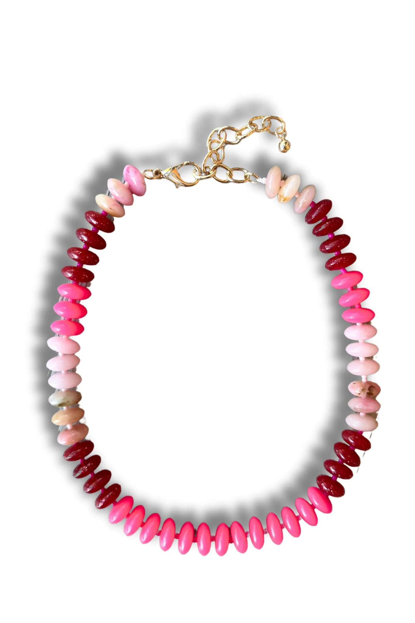 Pink Oval Disk Beaded Necklace | Shop Style Your Senses