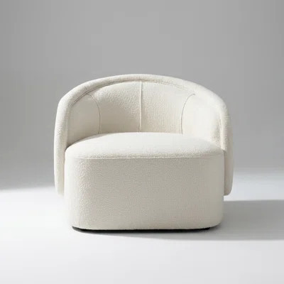 Modern Curved Accent Chair with Plush Boucle Upholstery and Integrated Cushioning | Wayfair North America