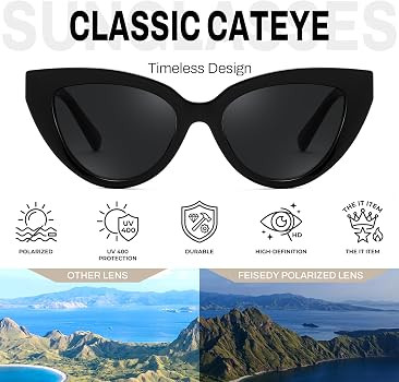 FEISEDY Cat eye Sunglasses Polarized and Retro Stylish for Women Men B0428     UV400 Protection, ... | Amazon (US)