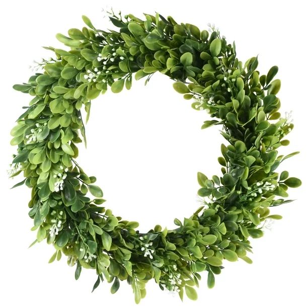 Boxwood Wreath Round Wreath,Artificial Green Leaf Wreath Door Wreath Green Wreath for Home Door H... | Walmart (US)