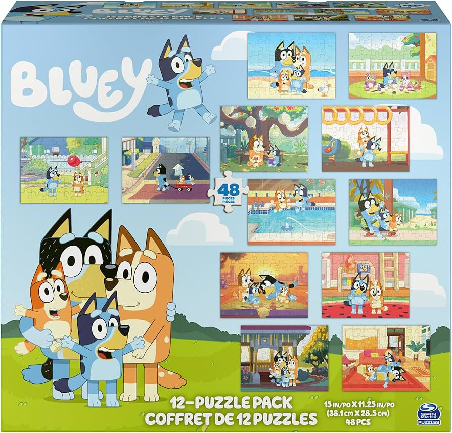 Spin Master Games, Bluey Puzzles 12-Pack, Jigsaw Puzzles for Preschoolers, Ages 4 & Up | Amazon (CA)