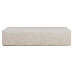Otto Modern Classic White Concrete Rectangular Block Outdoor Coffee Table | Kathy Kuo Home