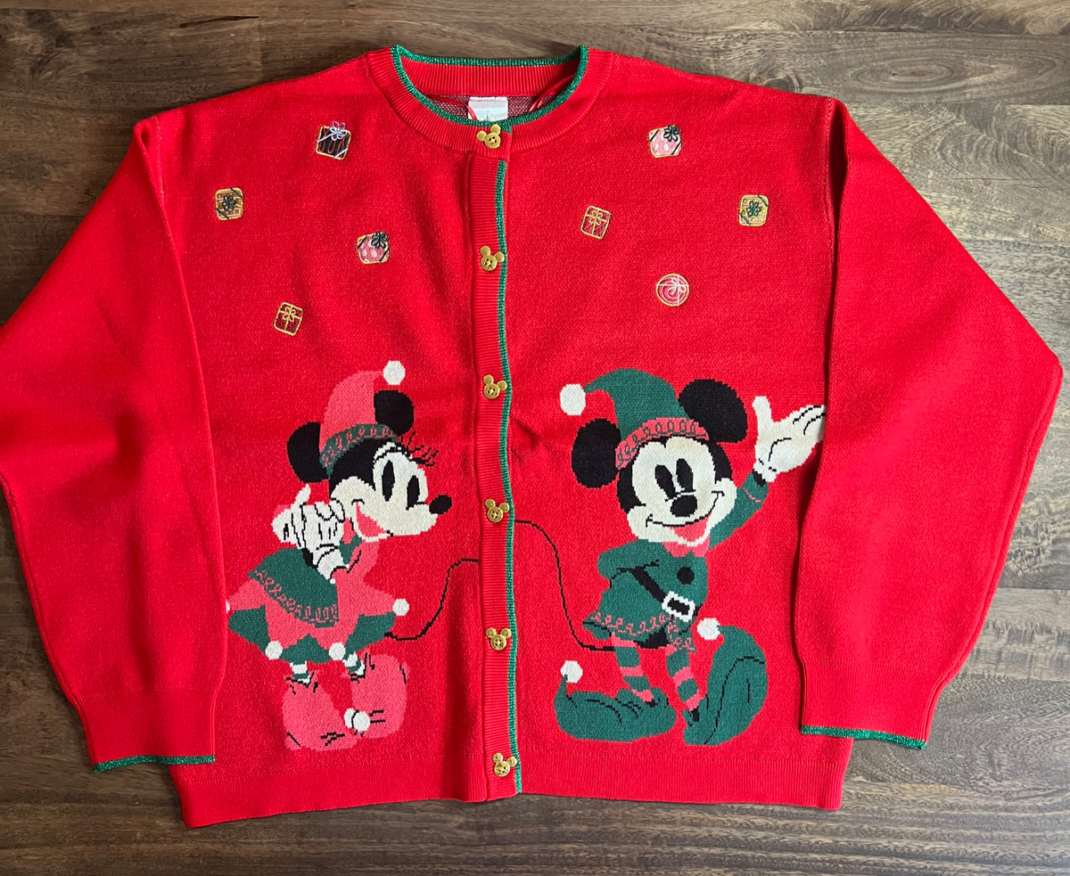 Disney 2024 Mickey and Minnie Mouse Holiday Cardigan Sweater for Women Size XL  | eBay | eBay US