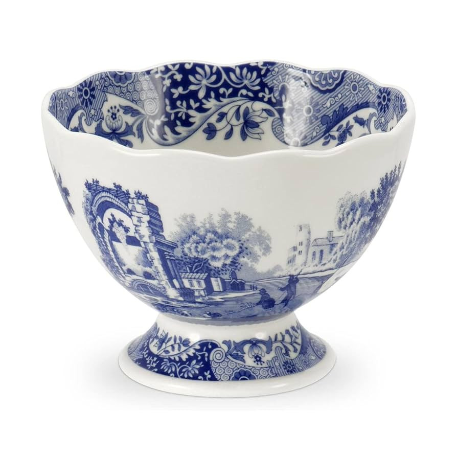 Spode Blue Italian 4.75-Inch Footed Bowl - Decorative Scalloped Edge Serving Bowl with Blue Count... | Amazon (US)