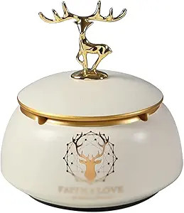 HHNJ European Style Trend Ashtray Ceramic Ashtrays Windproof Durable Round Ashtray with Lid Smoke... | Amazon (US)