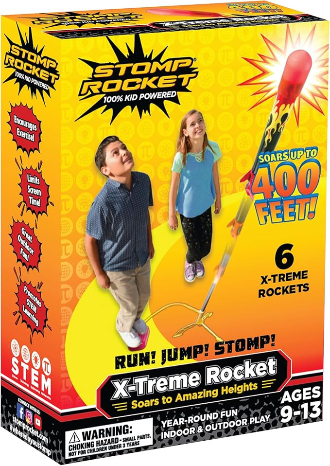Stomp Rocket Super High-Performance X-Treme Rocket Launcher for Kids Soars Up to 400 Feet - 6 Roc... | Amazon (US)