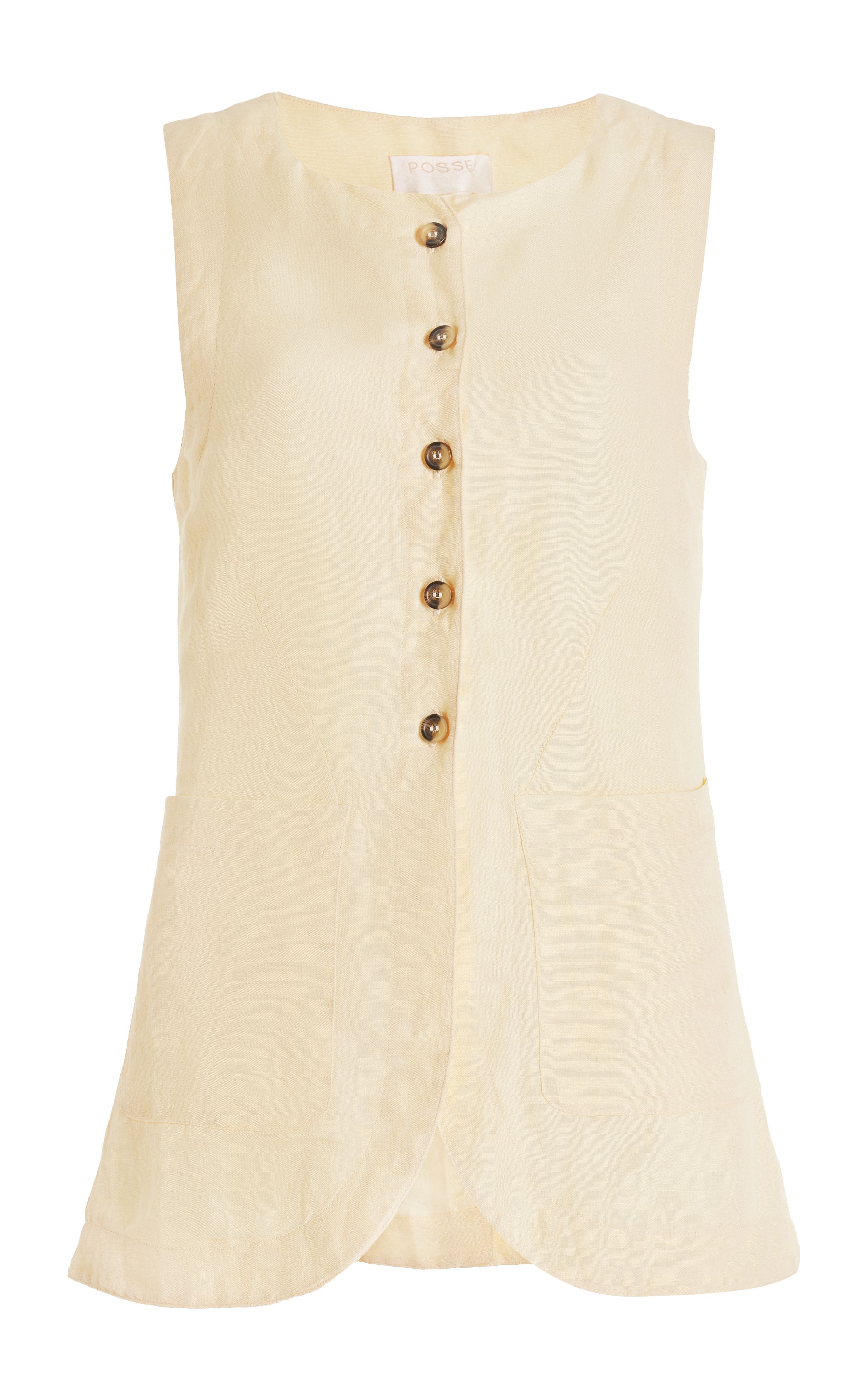 Emma Button-Down Linen-Blend Vest Top | Moda Operandi (Global)