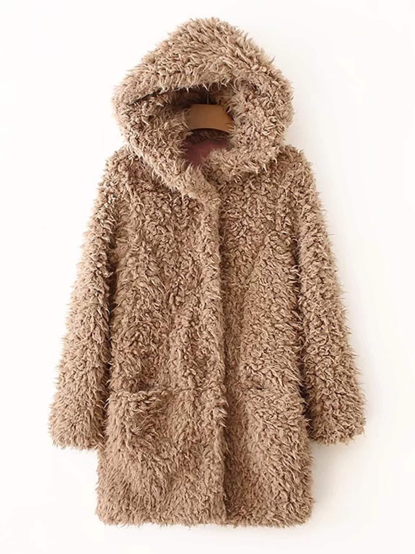 Faux Fur Hooded Coat | SHEIN