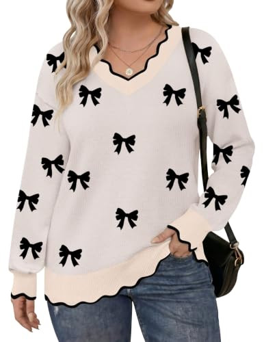 IN'VOLAND Plus Size V Neck Sweaters for Women 2026 Fall Casual Pullover | Amazon (US)