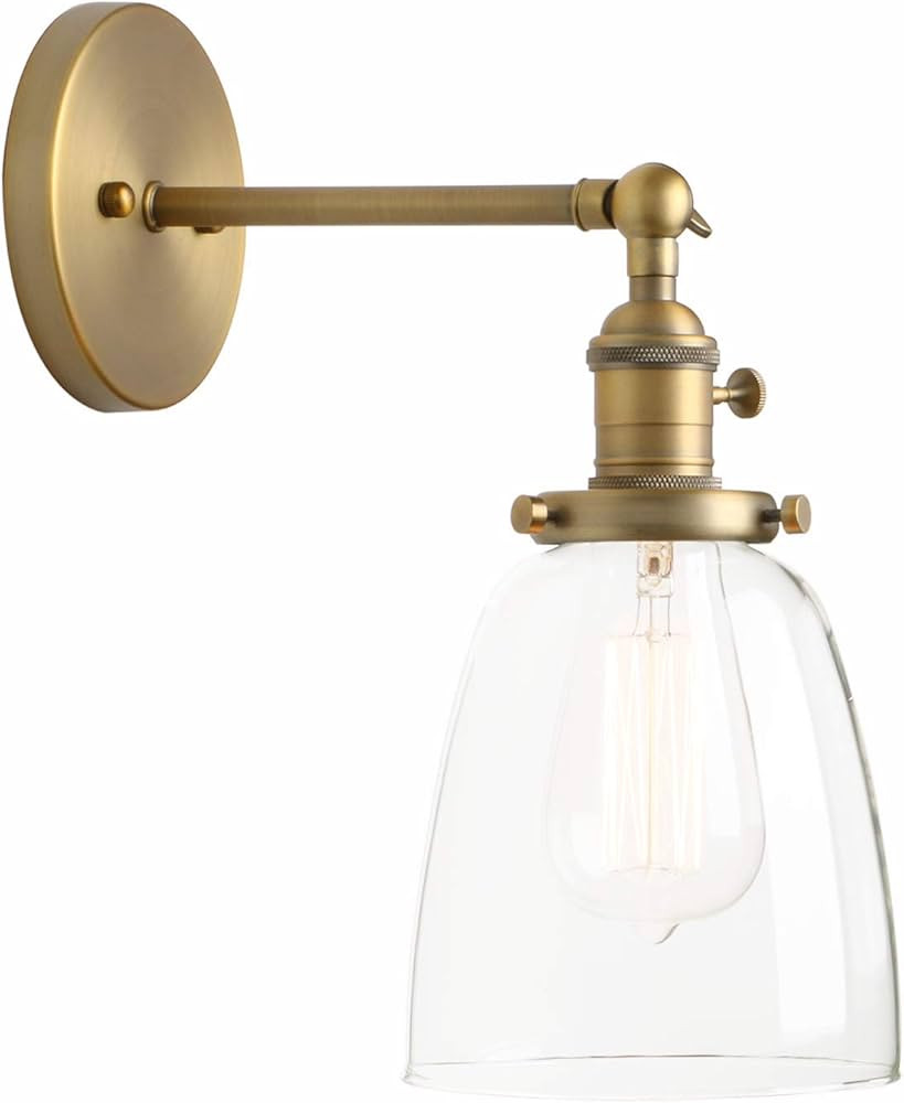 PERMO Industrial Vintage Single Sconce with Oval Cone Clear Glass Shade 1-Light Wall Sconce Wall ... | Amazon (US)