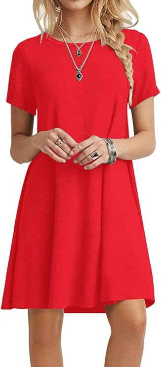 POPYOUNG Women's Summer Casual Tshirt Dresses Short Sleeve Boho Beach Dress | Amazon (US)
