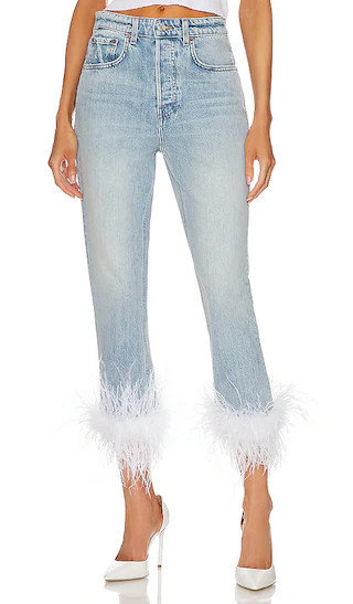 Emilia Feather High Rise Slim Crop in Phoenix | Revolve Clothing (Global)