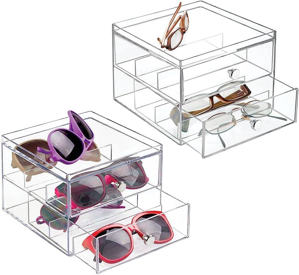 mDesign Stackable Plastic Eye Glass Storage Organizer Box Holder for Sunglasses, Reading Glasses,... | Amazon (US)