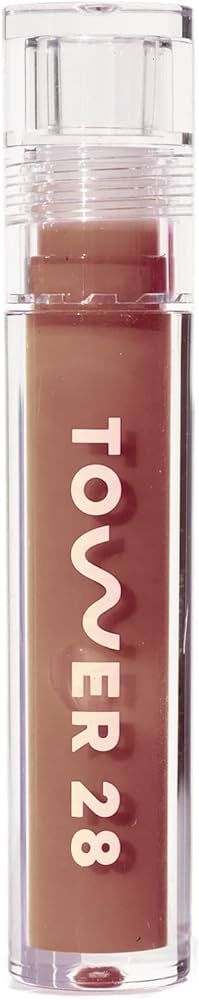 Tower 28 ShineOn Milky Lip Jelly, ALMOND | Non-Sticky, Vegan Lip Gloss in Milky Chocolate | Apric... | Amazon (US)